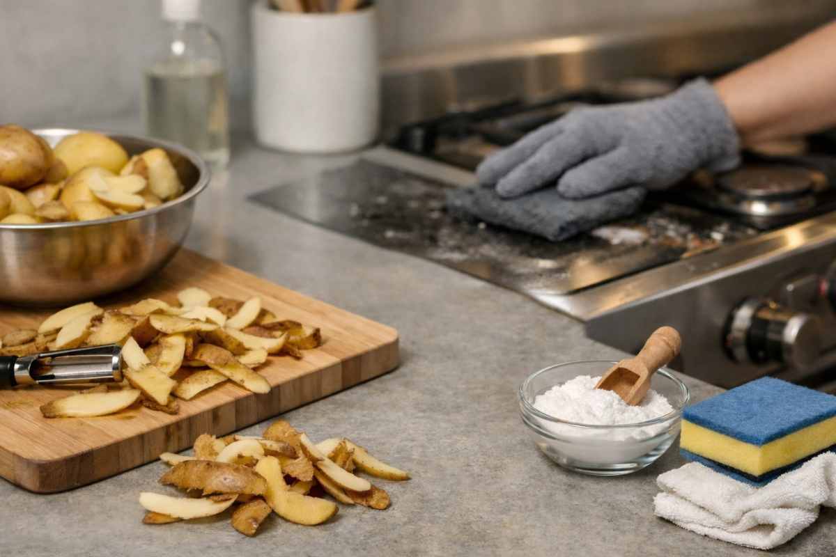 Pulizia bucce patata pulizia cucina